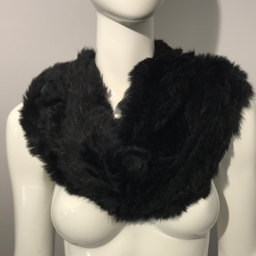 Rabbit fur knitted infinity scarf